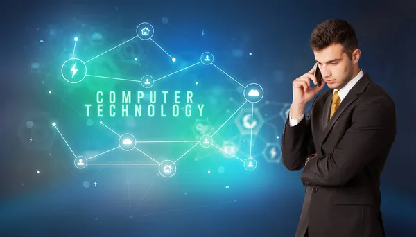 Businessman thinking about technology concept — Foto Stock