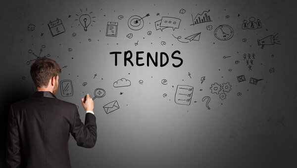 businessman drawing a creative idea sketch