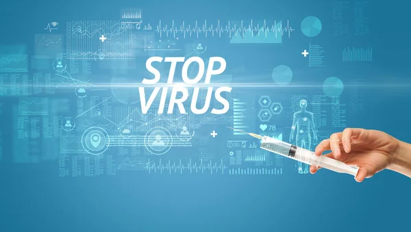 Spritzennadel mit Virusimpfung — Stockfoto