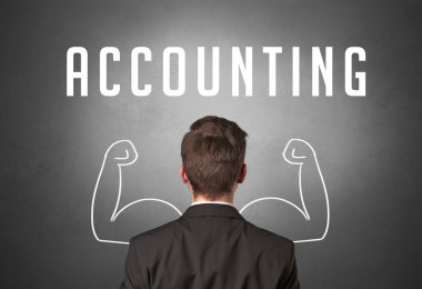 Bir iş adamının arka görünüşü, güçlü bir iş konsepti