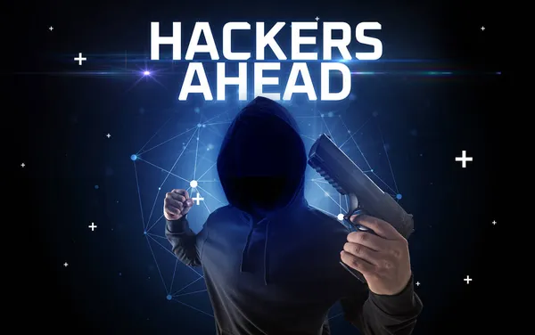 Hacker misterioso, conceito de ataque online — Fotografia de Stock