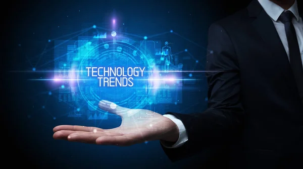 Man hand holding digital technology concept — Stock Photo, Image