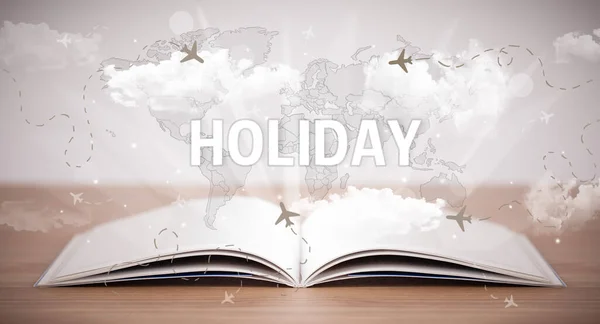 Açık kitap, tatil konsepti — Stok fotoğraf