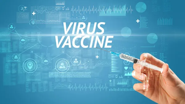 Syringe needle with virus vaccine — Stock Photo, Image