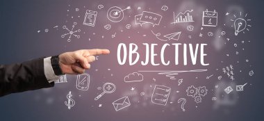 İşletme yazıtlarına işaret eden kırpılmış elin yakın çekimi