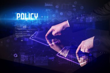 Hand touching digital table concept