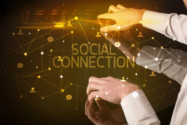 Navigazione social networking con icone sociali — Foto Stock