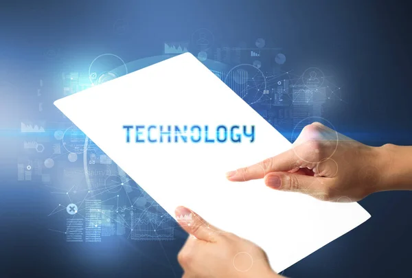 Handgemachtes futuristisches Tablet, Technologiekonzept — Stockfoto