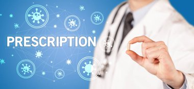 Doktor ilaç veriyor, virüs konsepti