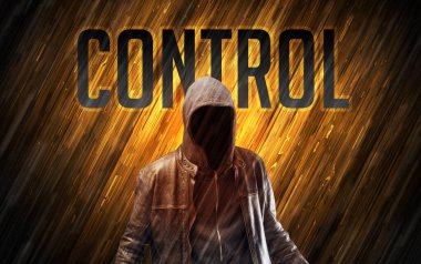 Güvenlik kavramı olan gizemli bir adam.