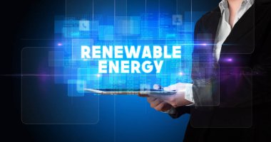 Tablet tutan kişi, teknoloji konsepti