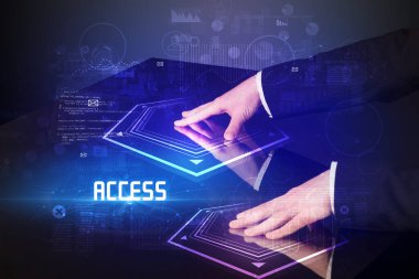 Hand touching digital table concept