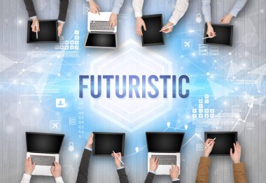 Ofiste Çalışan Meşgul İnsanlar Grubu, teknoloji konsepti