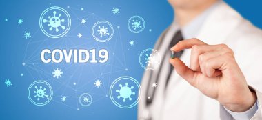 Doktor ilaç veriyor, virüs konsepti