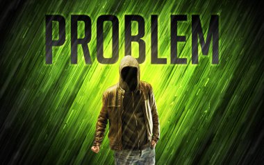 Güvenlik kavramı olan gizemli bir adam.