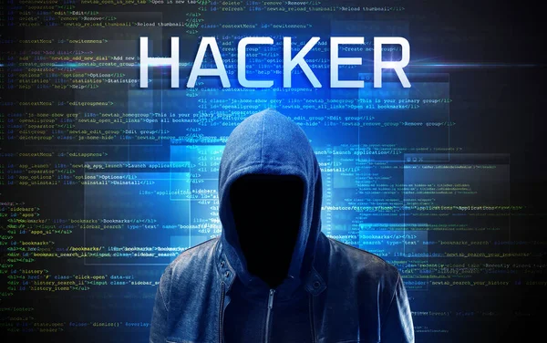 密码背景上的匿名黑客 — 图库照片
