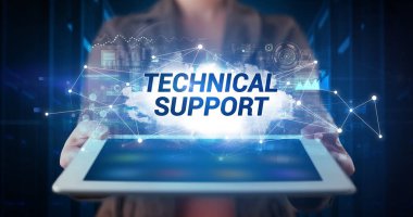 Tablet tutan kişi, teknoloji konsepti