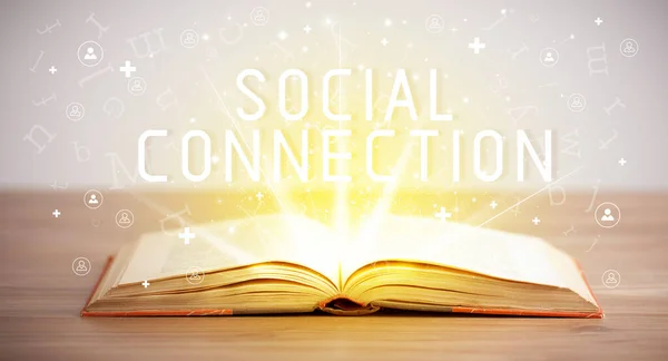 Açık kitap, sosyal ağ konsepti — Stok fotoğraf