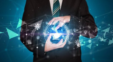 İş adamı holdig iş simgeleri