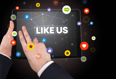 Dokunmatik ekran, sosyal medya konseptine yakın çekim