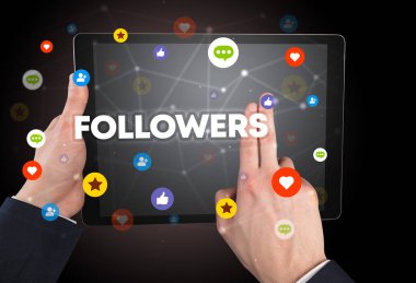 Dokunmatik ekran, sosyal medya konseptine yakın çekim