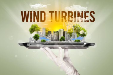 Garson eko şehir manzarası sunuyor