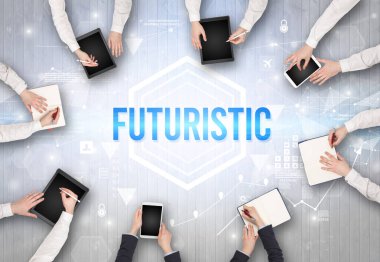 Ofiste Çalışan Meşgul İnsanlar Grubu, teknoloji konsepti