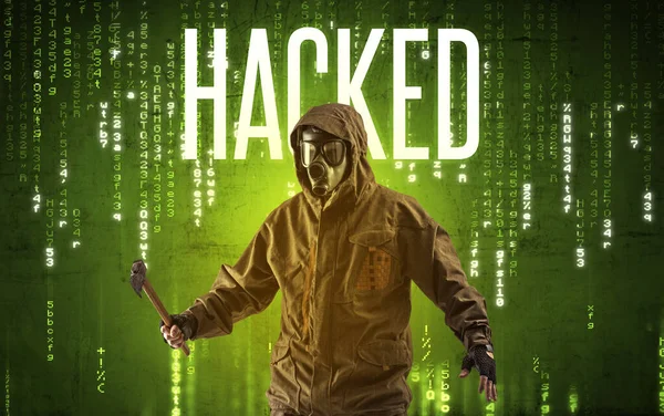 Hacker senza volto con iscrizione — Foto Stock