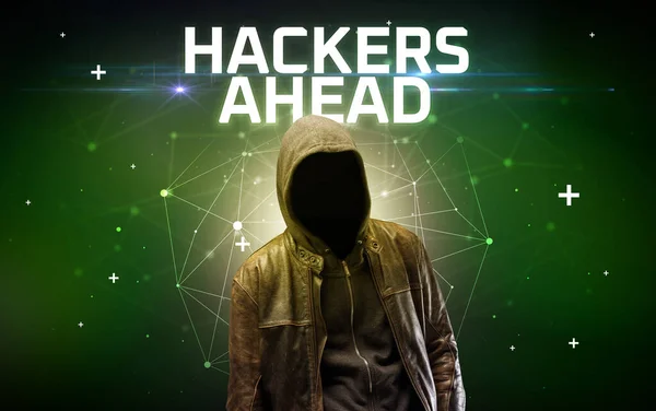 Mysteriöser Hacker, Online-Angriffskonzept — Stockfoto