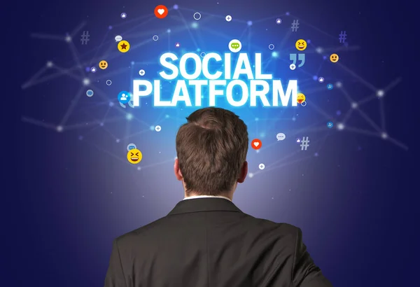 Задний план бизнесмена, концепция социальных сетей — стоковое фото