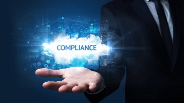 Motivasyon mesajı taşıyan iş adamının eli