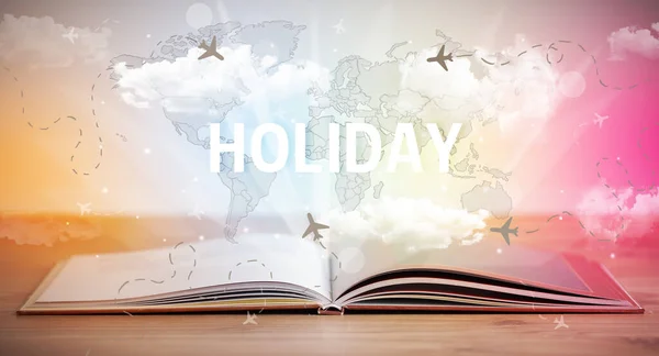 Libro abierto, concepto de vacaciones —  Fotos de Stock