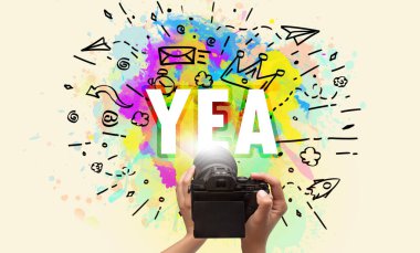 Bir el kamerasının soyut çizimi ile yakın plan görüntüsü