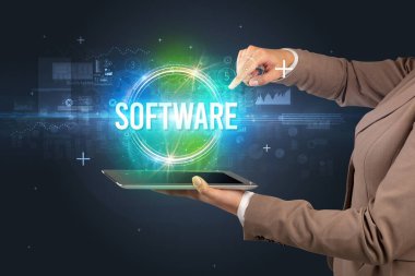 Dokunmatik ekran yakın plan, yeni teknoloji konsepti