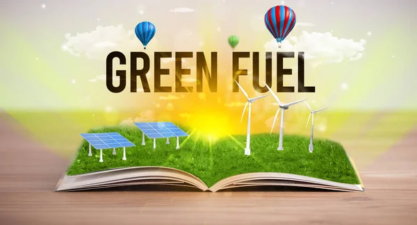 Open book, renewable energy concept — Stock Photo, Image