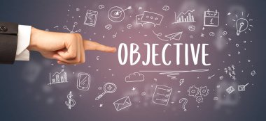 İşletme yazıtlarına işaret eden kırpılmış elin yakın çekimi