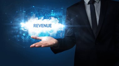 Motivasyon mesajı taşıyan iş adamının eli