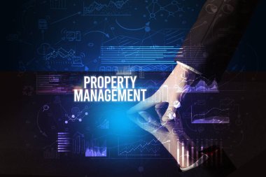 Businessman touching huge screen concept