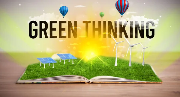 Open book, renewable energy concept — Stock Photo, Image