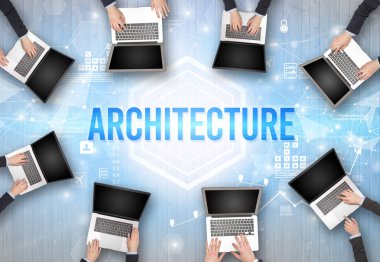 Ofiste Çalışan Meşgul İnsanlar Grubu, teknoloji konsepti