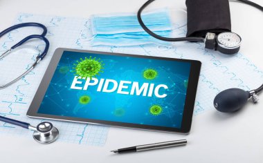 Yazılı bir tablet pc 'nin yakın görüntüsü