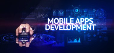 El ele tutuşan kablosuz çevre, modern teknoloji kavramı