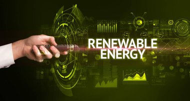 El ele tutuşan kablosuz çevre, modern teknoloji kavramı