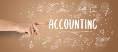 İşletme yazıtlarına işaret eden kırpılmış elin yakın çekimi