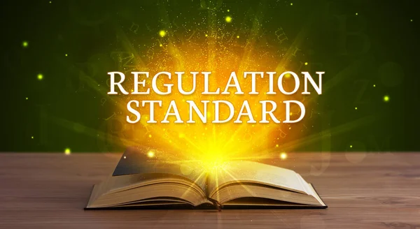 Regulation Standard Inscription Coming Out Open Book Educational Concept — Stock Photo, Image