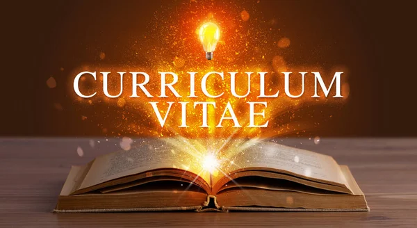 Curriculum Vitae Inscrição Saindo Livro Aberto Conceito Educacional — Fotografia de Stock
