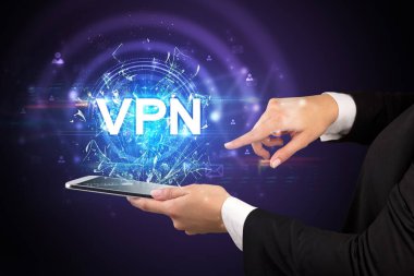 VPN kısaltmalı dokunmatik ekran, modern teknoloji kavramı