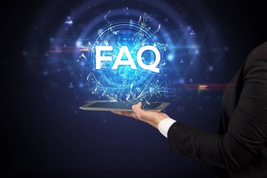 SQ kısaltması olan dokunmatik ekrana yakın çekim, modern teknoloji kavramı