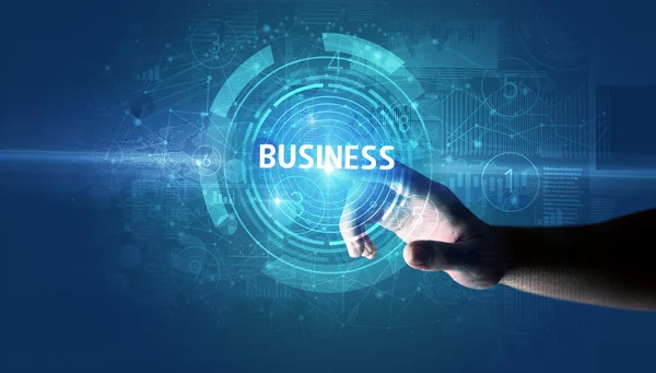 Business Taste Mit Der Hand Berühren Modernes Business Technologie Konzept — Stockfoto