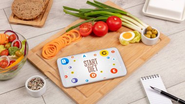 START DIET yazıtlı sağlıklı tablet Pc bileşimi, kilo kaybı konsepti